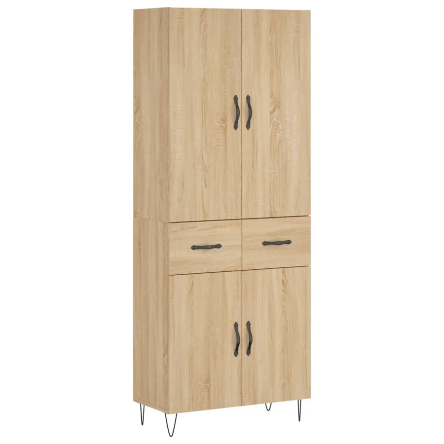 Buffet haut Chêne sonoma 69,5x34x180 cm Bois d'ingénierie - 2