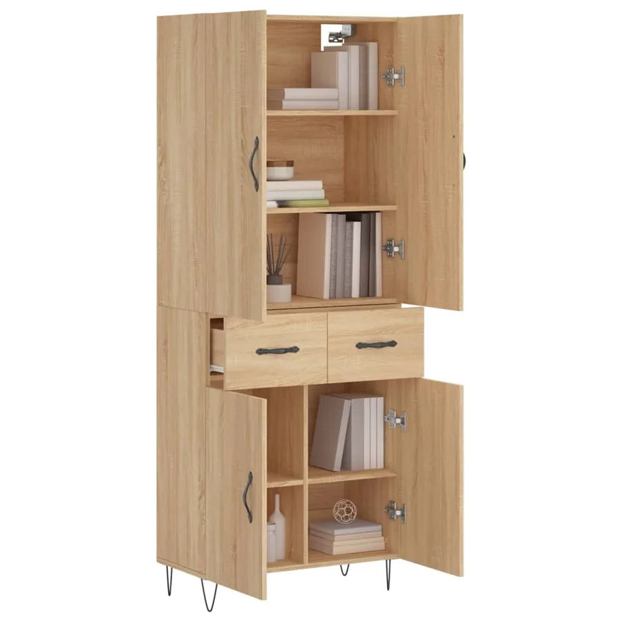 Buffet haut Chêne sonoma 69,5x34x180 cm Bois d'ingénierie - 3