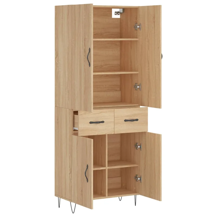 Buffet haut Chêne sonoma 69,5x34x180 cm Bois d'ingénierie - 4