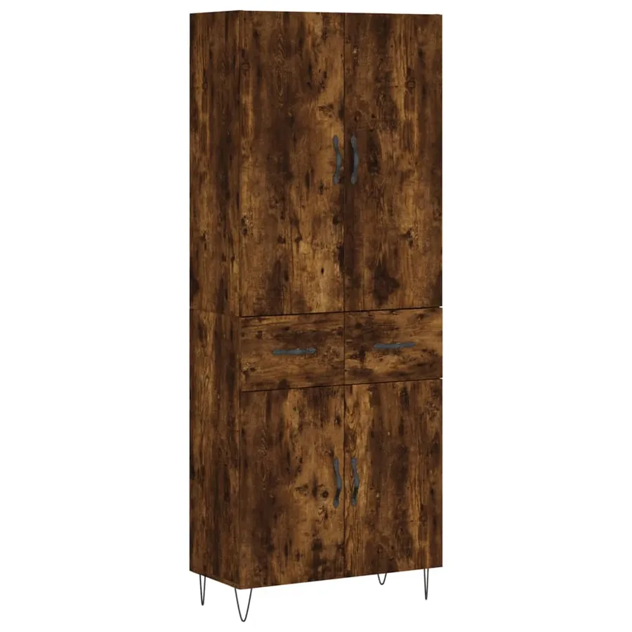 Buffet haut Chêne fumé 69,5x34x180 cm Bois d'ingénierie - 2
