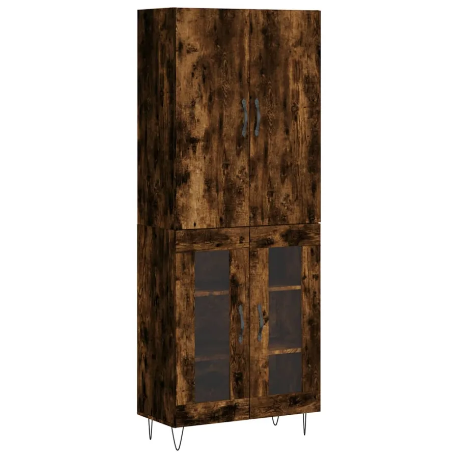 Buffet haut Chêne fumé 69,5x34x180 cm Bois d'ingénierie - 2