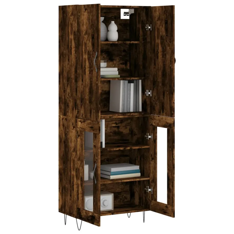 Buffet haut Chêne fumé 69,5x34x180 cm Bois d'ingénierie - 3