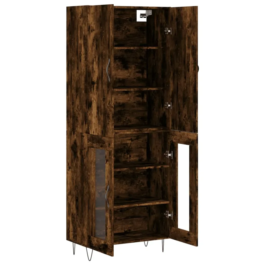 Buffet haut Chêne fumé 69,5x34x180 cm Bois d'ingénierie - 4