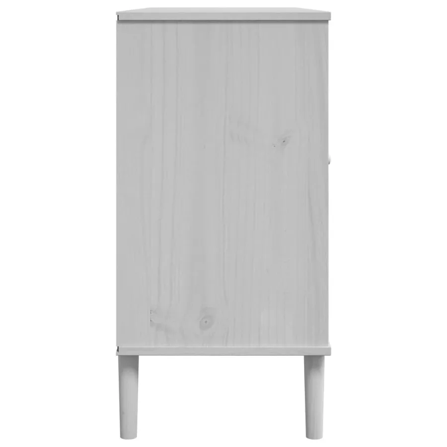 Buffet SENJA aspect rotin blanc 112x40x80cm bois massif de pin - 7