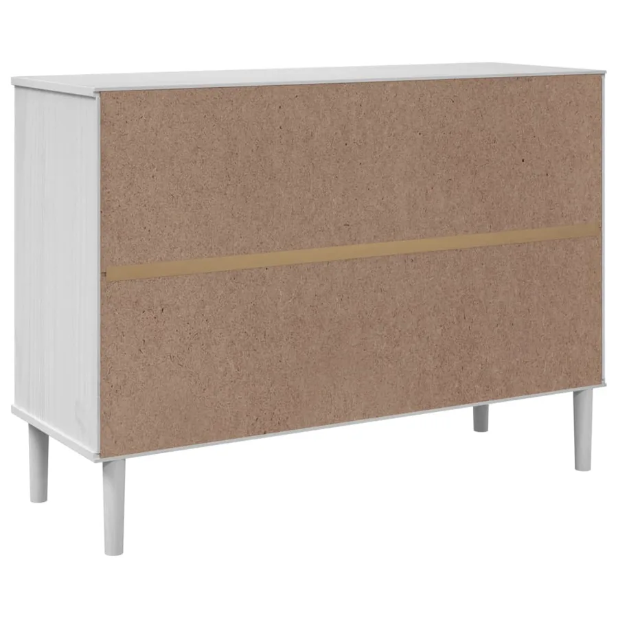 Buffet SENJA aspect rotin blanc 112x40x80cm bois massif de pin - 8