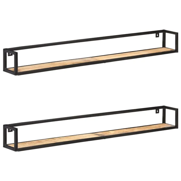 Étagères murales 2 pcs 160 cm Bois de manguier brut