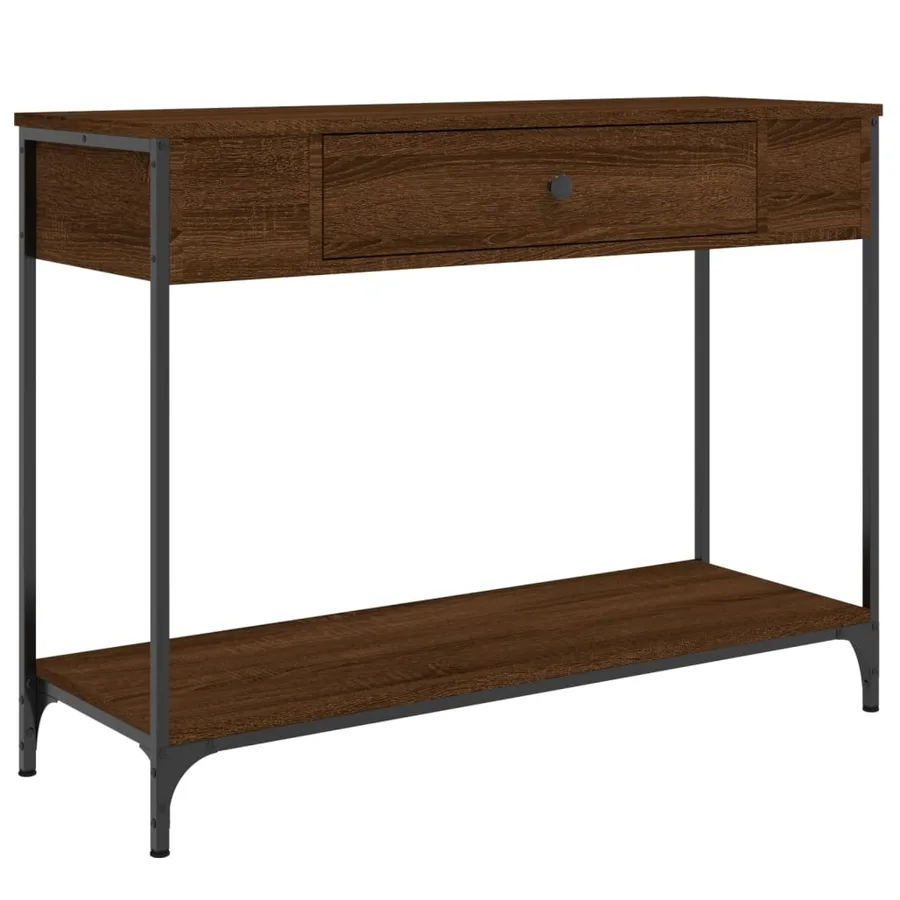 Table console chêne marron 100x34,5x75 cm bois d'ingénierie - 2