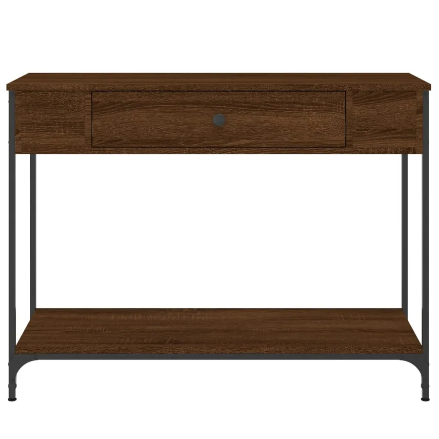 Table console chêne marron 100x34,5x75 cm bois d'ingénierie - 4