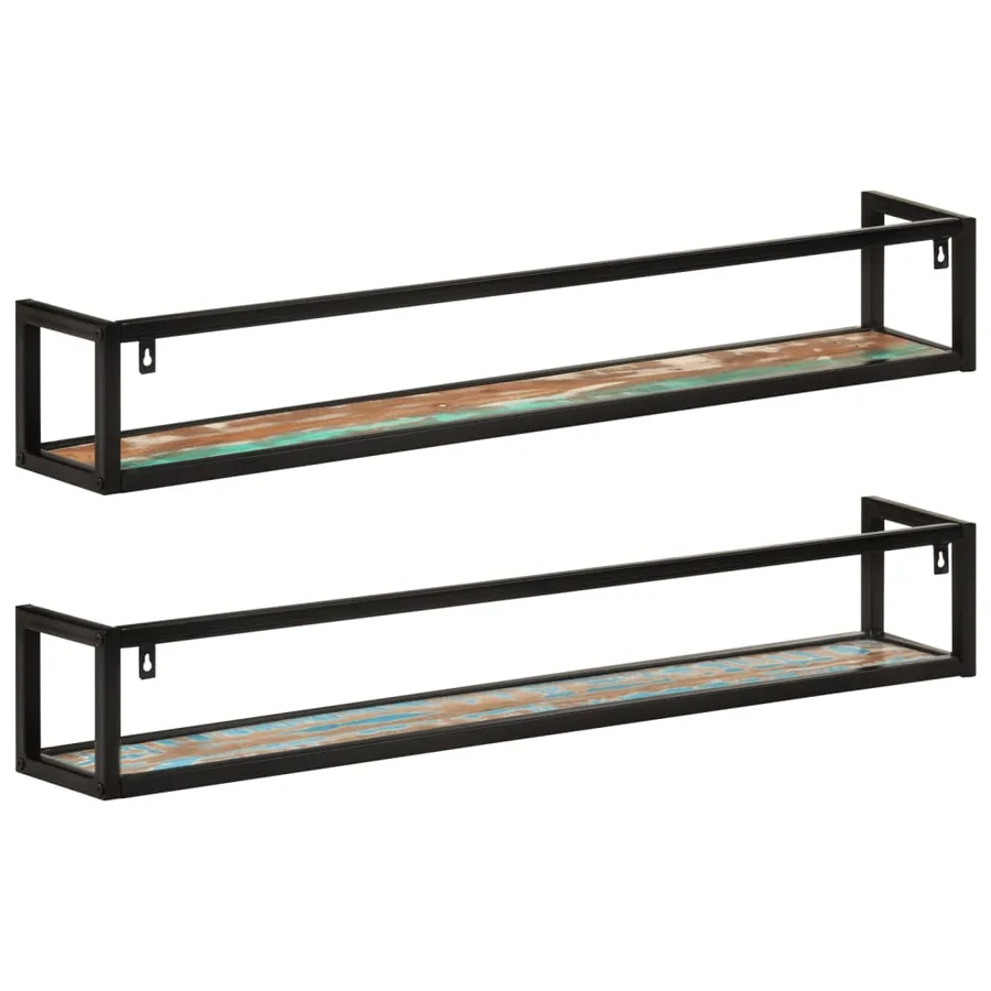 Étagères murales 2 pcs 110x17x17cm bois récupération massif/fer - 4