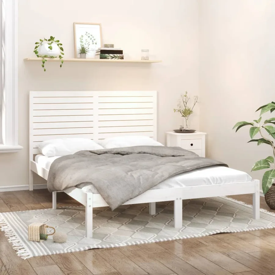 Cadre de lit sans matelas blanc 140x200 cm bois massif