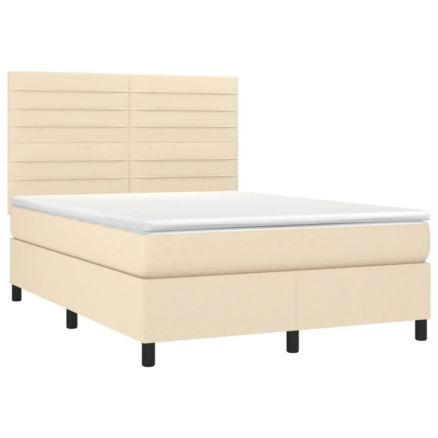 Sommier à lattes de lit avec matelas Crème 140x190 cm Tissu - 3