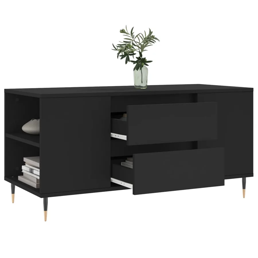 Table basse noir 102x44,5x50 cm bois d'ingénierie - 4