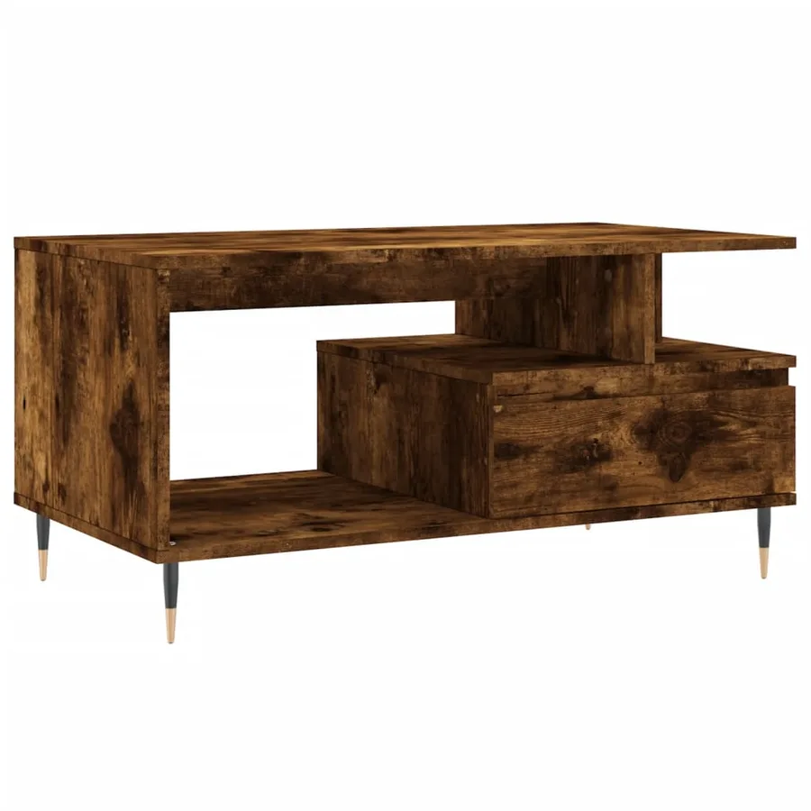 Table basse Chêne fumé 90x49x45 cm Bois d'ingénierie - 2