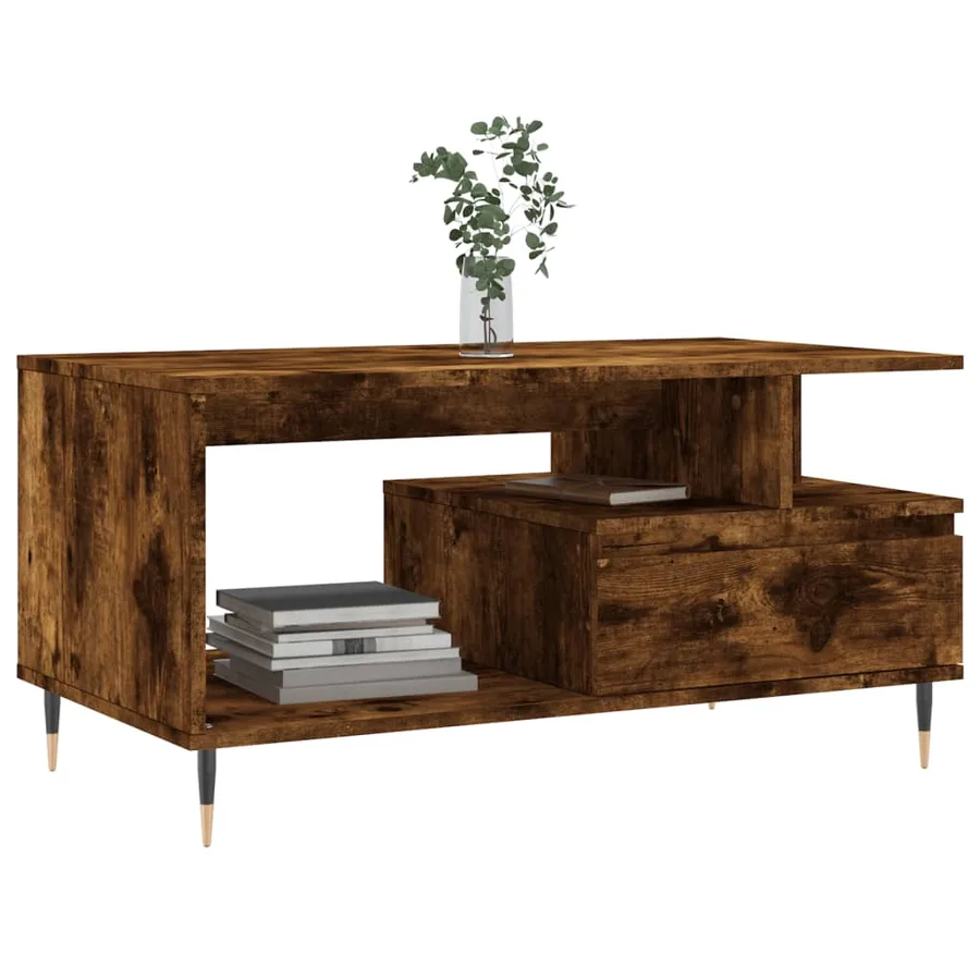 Table basse Chêne fumé 90x49x45 cm Bois d'ingénierie - 3
