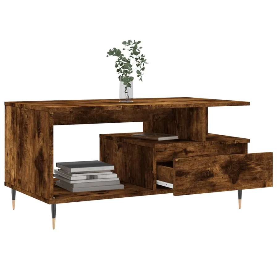 Table basse Chêne fumé 90x49x45 cm Bois d'ingénierie - 4