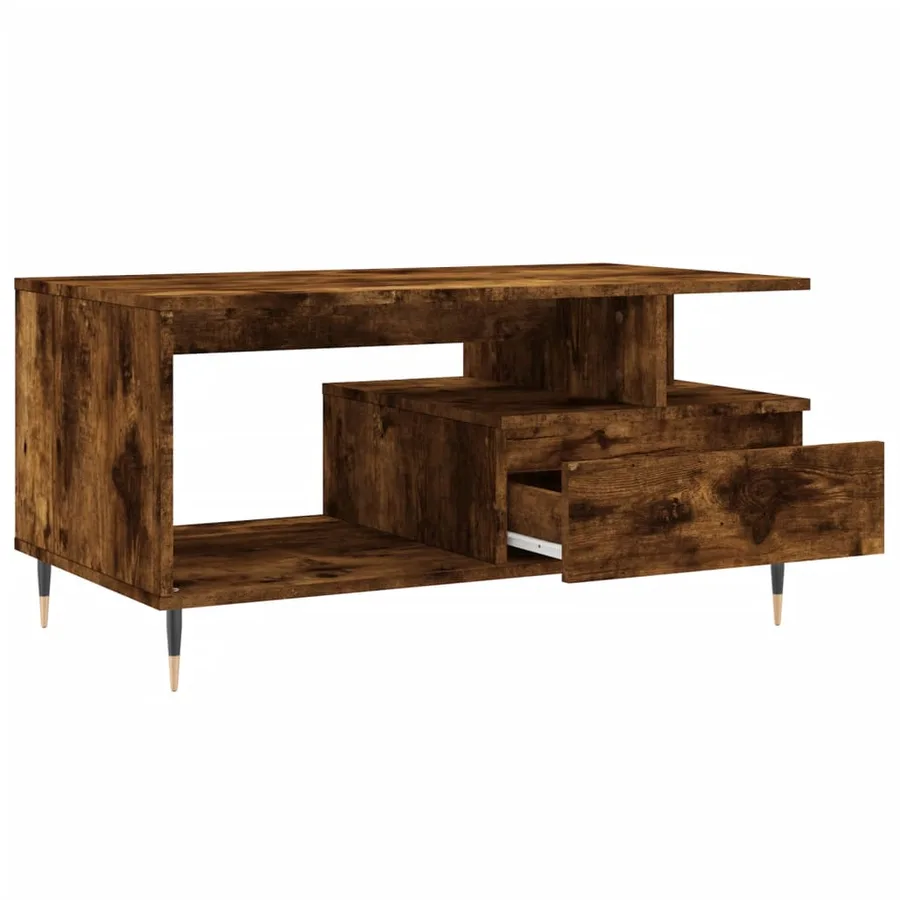 Table basse Chêne fumé 90x49x45 cm Bois d'ingénierie - 6