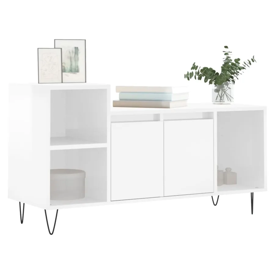 Meuble TV Blanc brillant 100x35x55 cm Bois d'ingénierie - 3