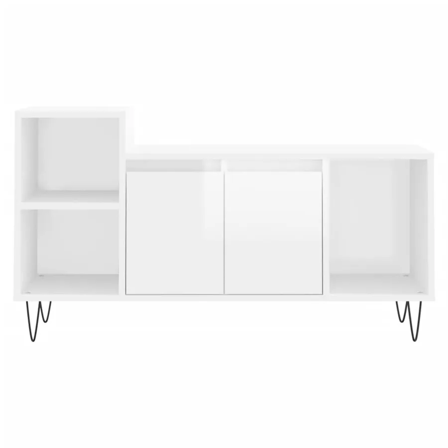Meuble TV Blanc brillant 100x35x55 cm Bois d'ingénierie - 5
