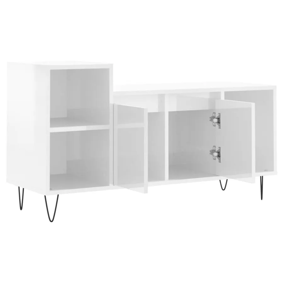 Meuble TV Blanc brillant 100x35x55 cm Bois d'ingénierie - 6
