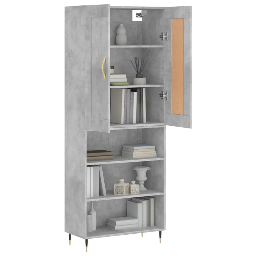 Buffet haut Gris béton 69,5x34x180 cm Bois d'ingénierie - 11