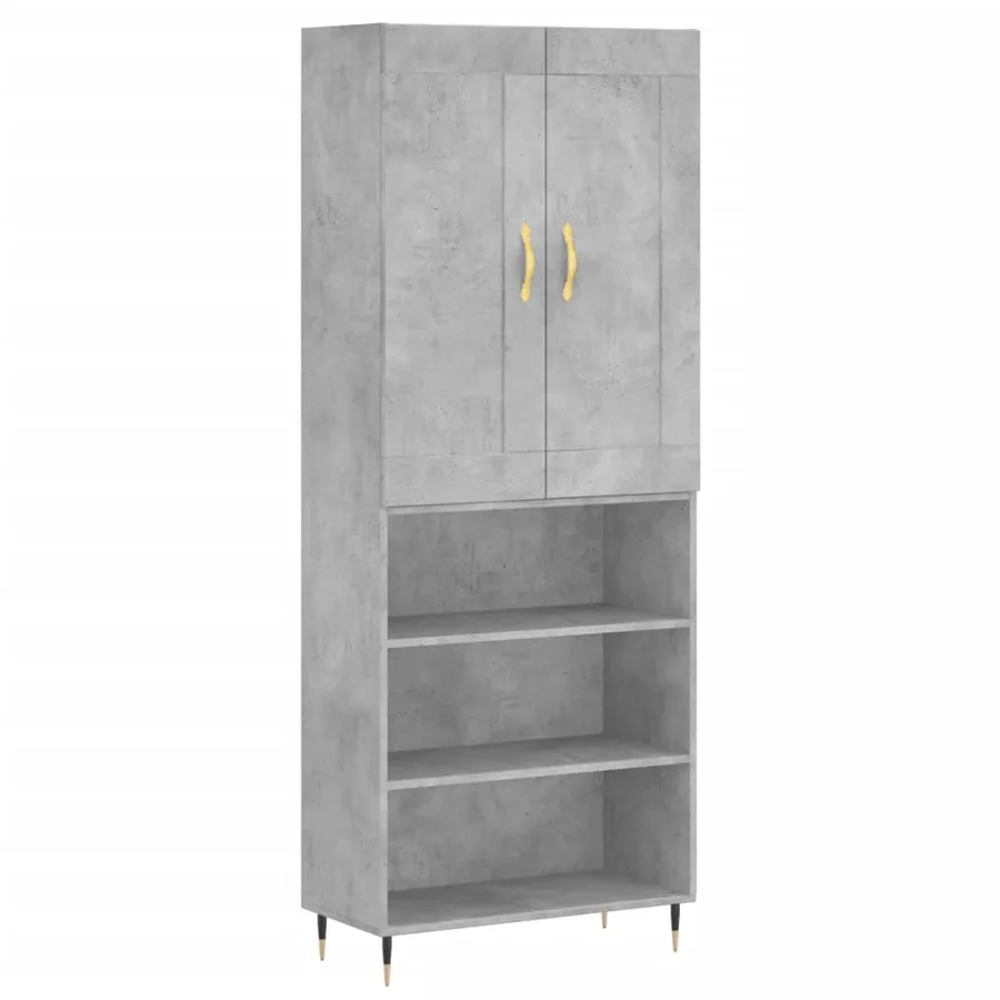 Buffet haut Gris béton 69,5x34x180 cm Bois d'ingénierie - 2