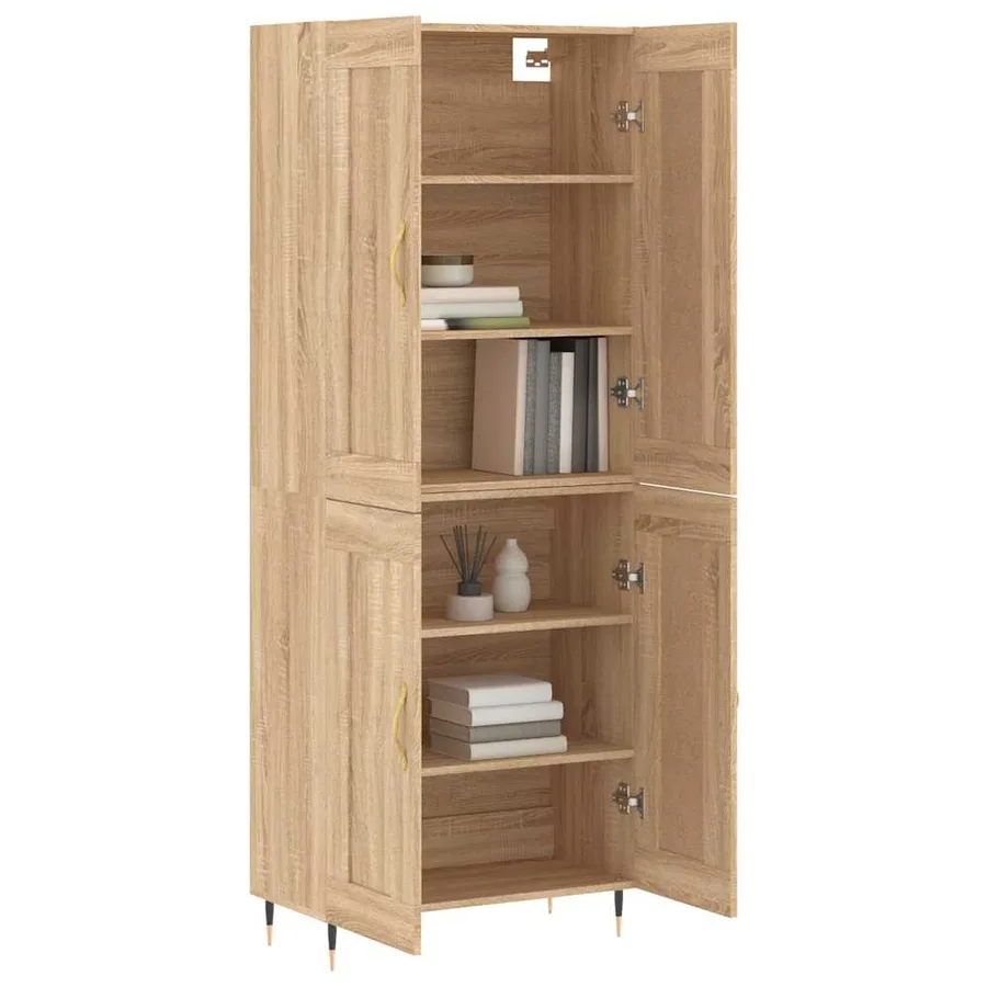 Buffet haut Chêne sonoma 69,5x34x180 cm Bois d'ingénierie - 9