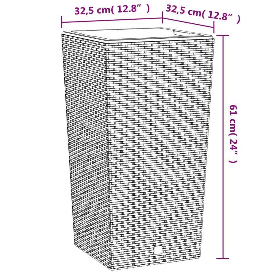 Jardinière et intérieur amovible anthracite 21 /49 L rotin PP - 7