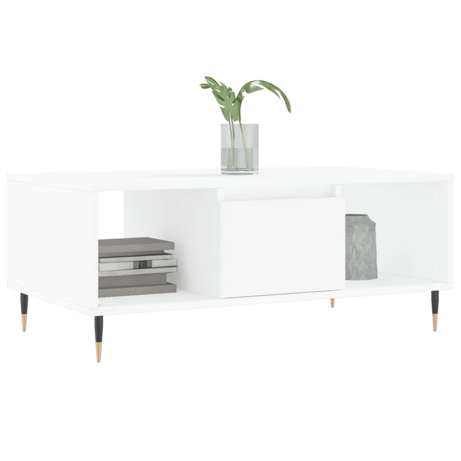 Table basse Blanc 90x50x36,5 cm Bois d'ingénierie - 3