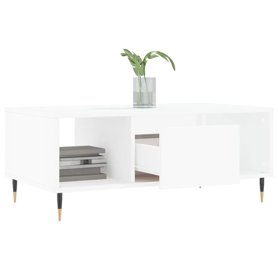 Table basse Blanc 90x50x36,5 cm Bois d'ingénierie - 4