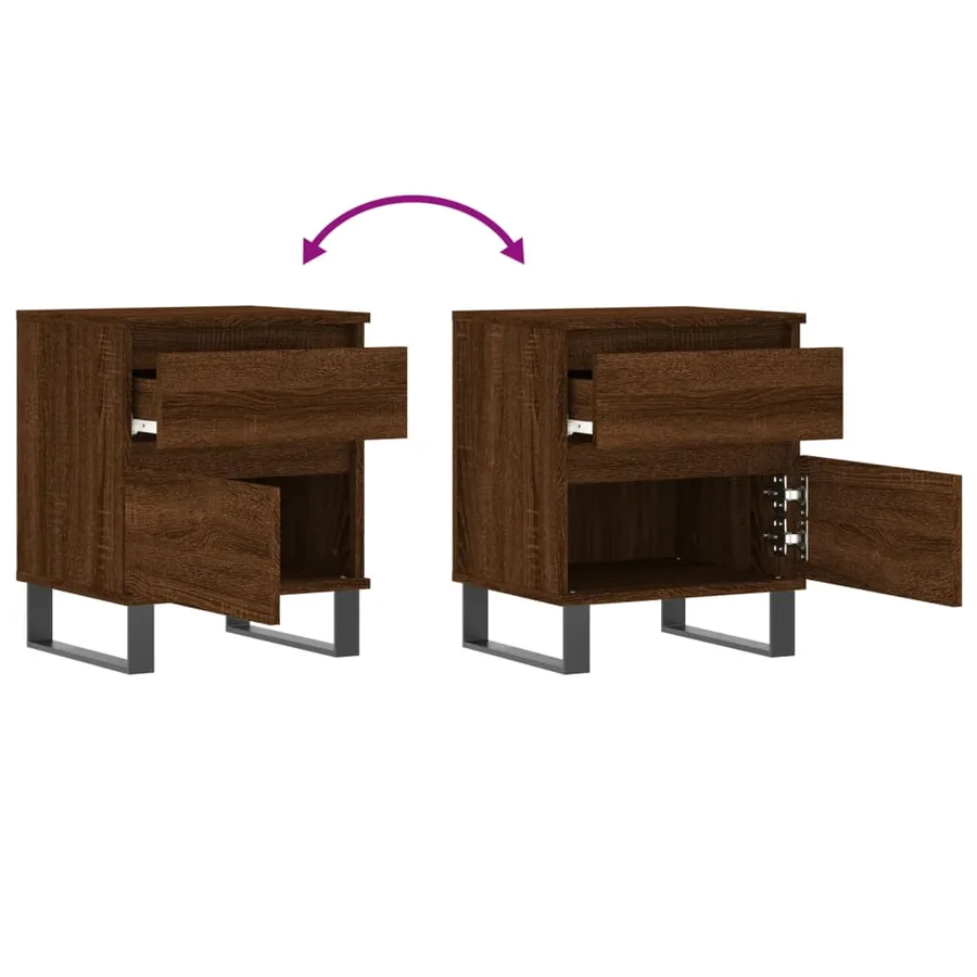Tables de chevet 2 pcs chêne marron 40x35x50 cm bois ingénierie - 11