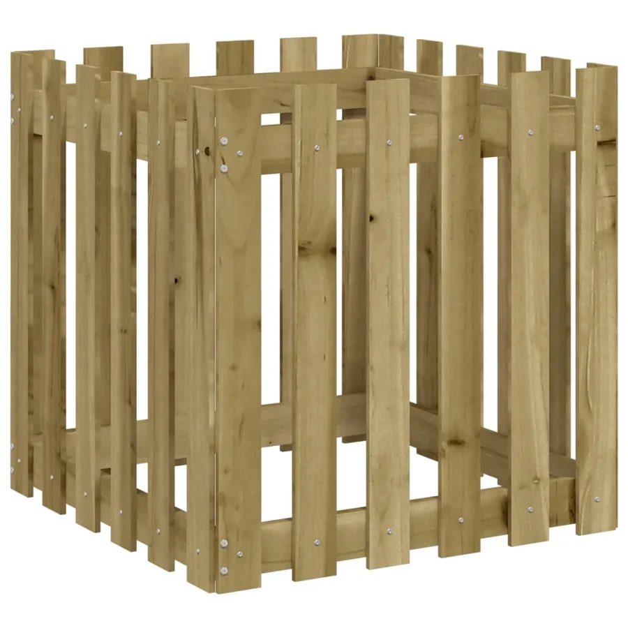 Jardinière avec design de clôture 60x60x60 cm pin imprégné - 2