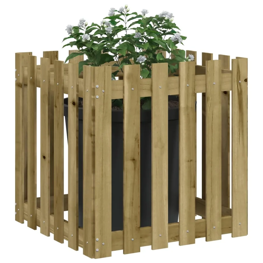 Jardinière avec design de clôture 60x60x60 cm pin imprégné - 3