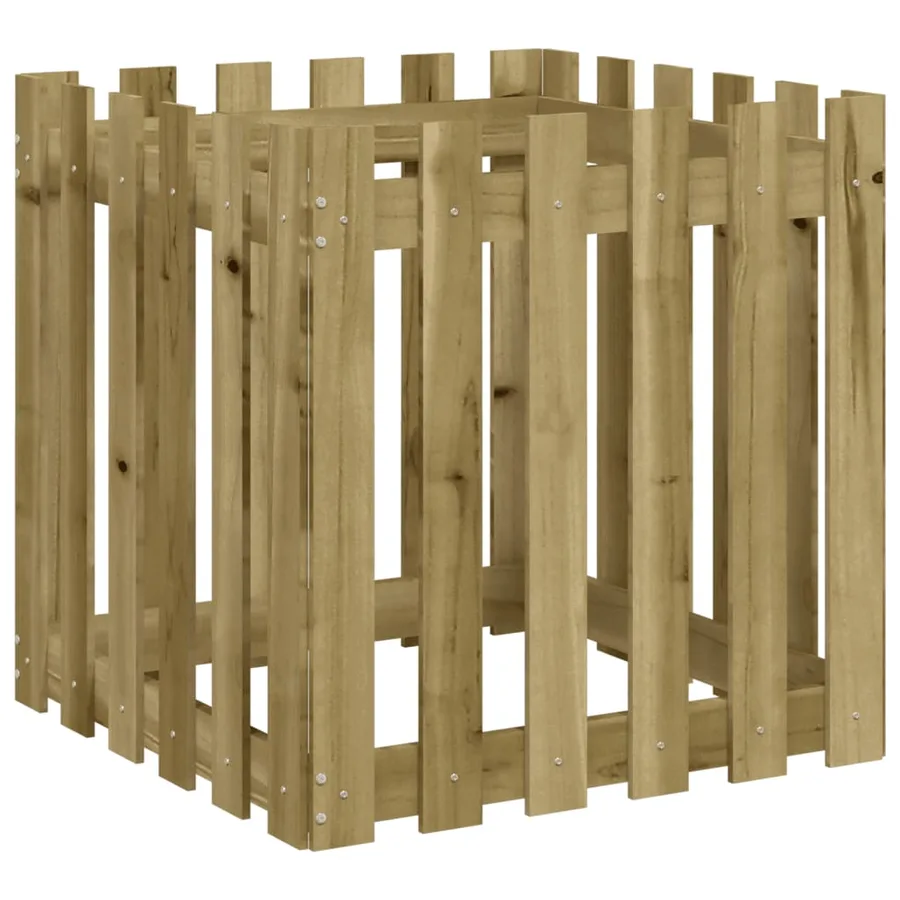 Jardinière avec design de clôture 60x60x60 cm pin imprégné - 4