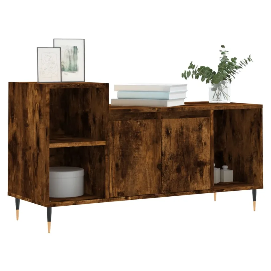 Meuble TV Chêne fumé 100x35x55 cm Bois d'ingénierie - 3