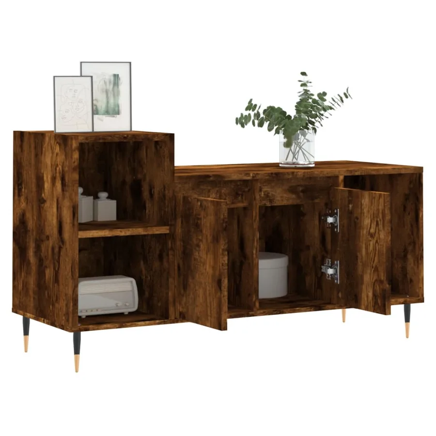 Meuble TV Chêne fumé 100x35x55 cm Bois d'ingénierie - 4