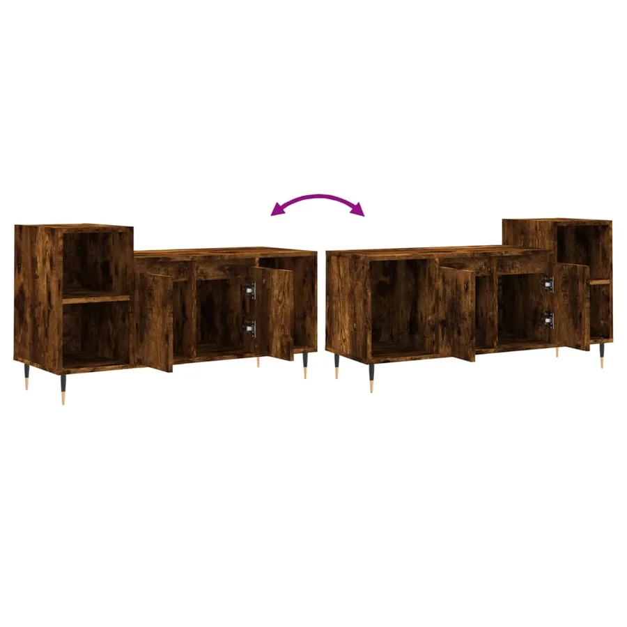Meuble TV Chêne fumé 100x35x55 cm Bois d'ingénierie - 9