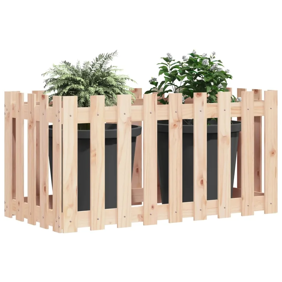Lit surélevé de jardin design de clôture 100x50x70cm pin massif - 3