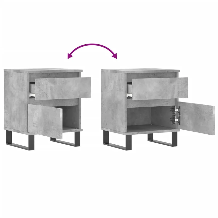 Table de chevet gris béton 40x35x50 cm bois d’ingénierie - 8
