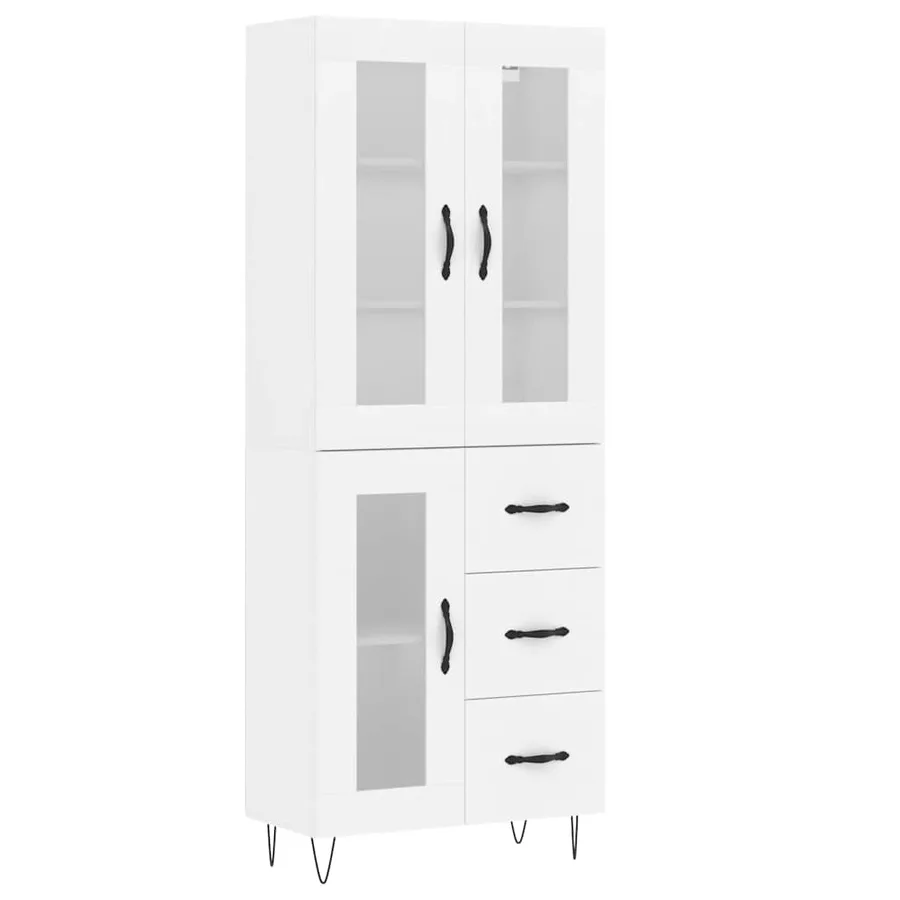 Buffet haut Blanc 69,5x34x180 cm Bois d'ingénierie - 2