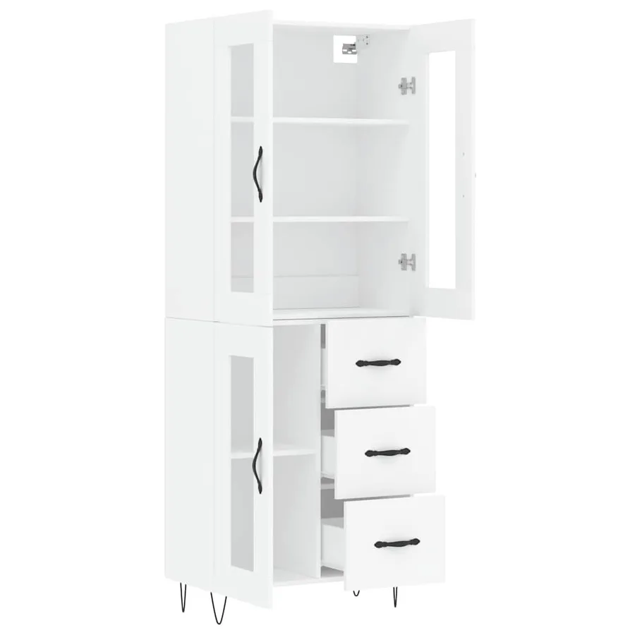 Buffet haut Blanc 69,5x34x180 cm Bois d'ingénierie - 4
