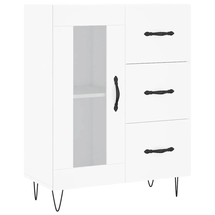 Buffet haut Blanc 69,5x34x180 cm Bois d'ingénierie - 7