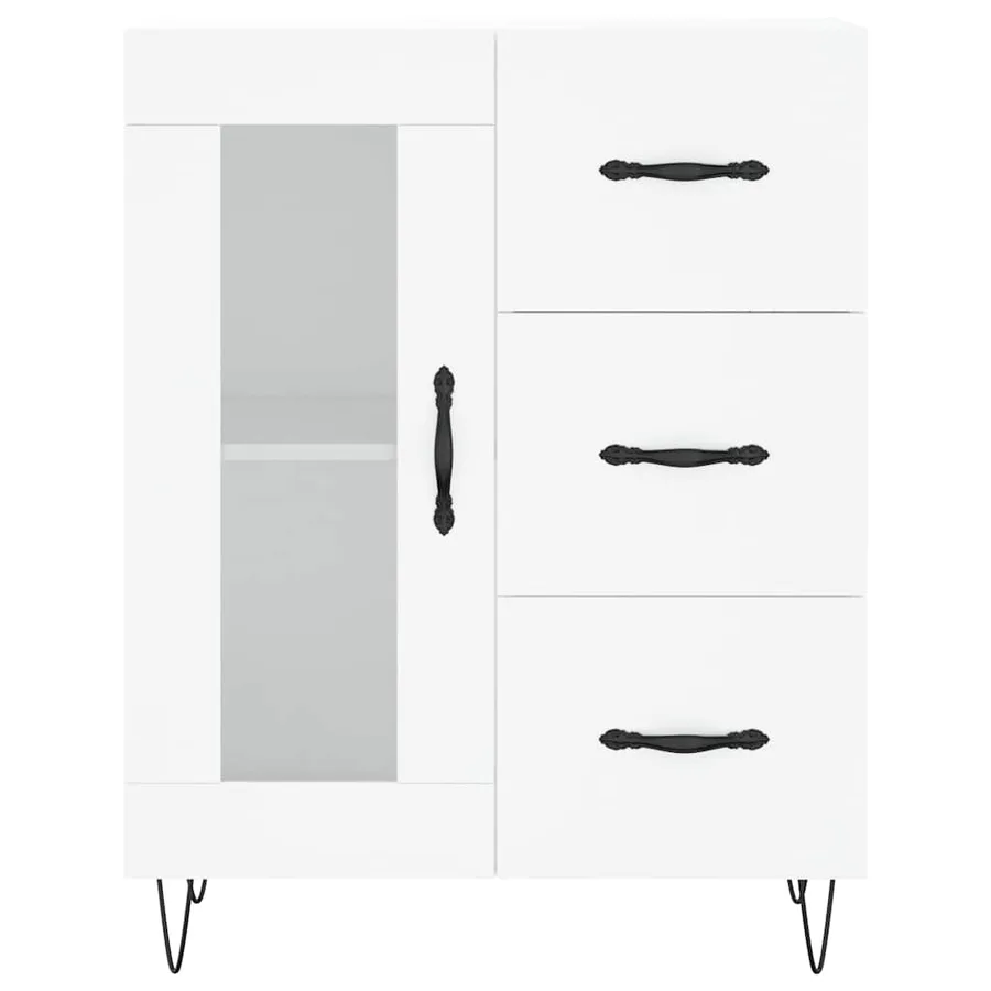 Buffet haut Blanc 69,5x34x180 cm Bois d'ingénierie - 8