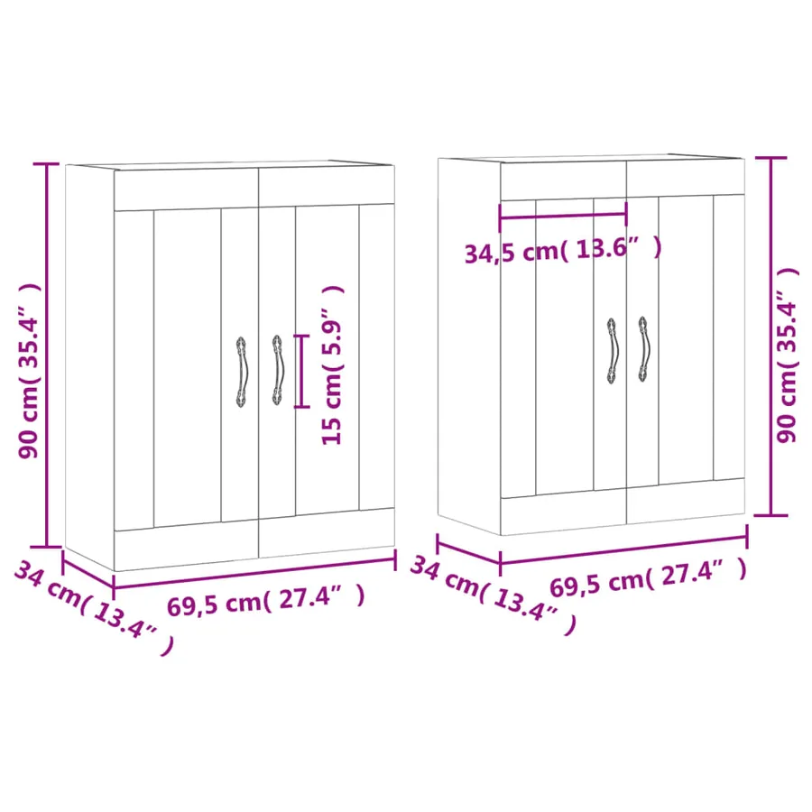 Armoires murales 2 pcs blanc bois d'ingénierie - 12