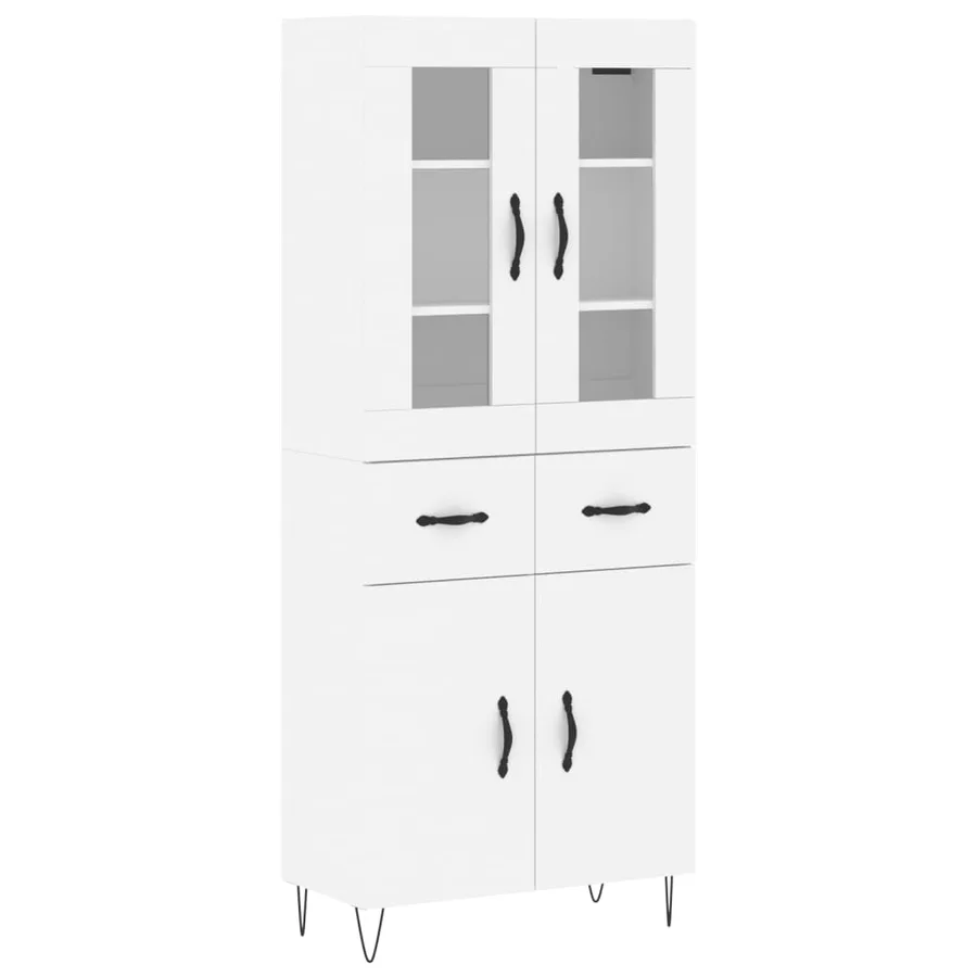 Buffet haut Blanc 69,5x34x180 cm Bois d'ingénierie - 2