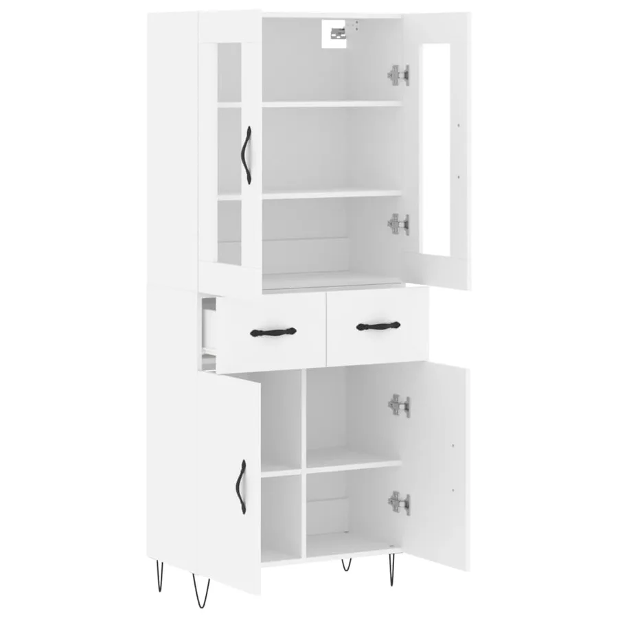 Buffet haut Blanc 69,5x34x180 cm Bois d'ingénierie - 4