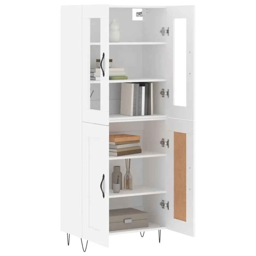 Buffet haut Blanc 69,5x34x180 cm Bois d'ingénierie - 3