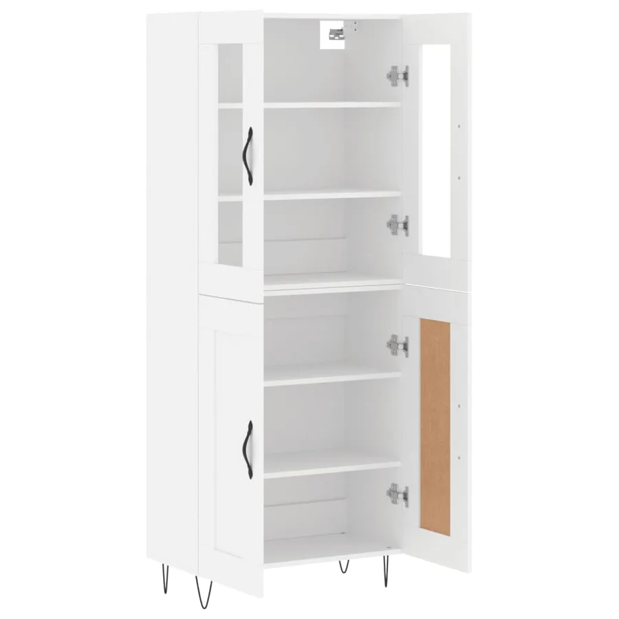 Buffet haut Blanc 69,5x34x180 cm Bois d'ingénierie - 4