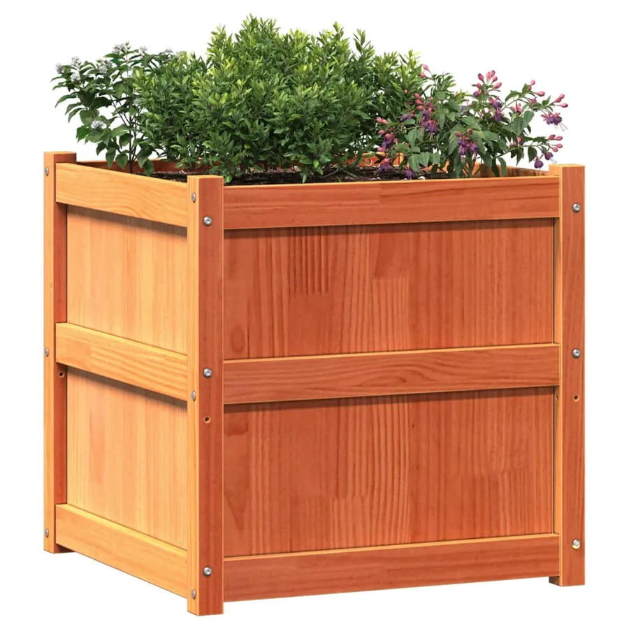 Jardinières 2 pcs cire marron bois de pin massif - 4