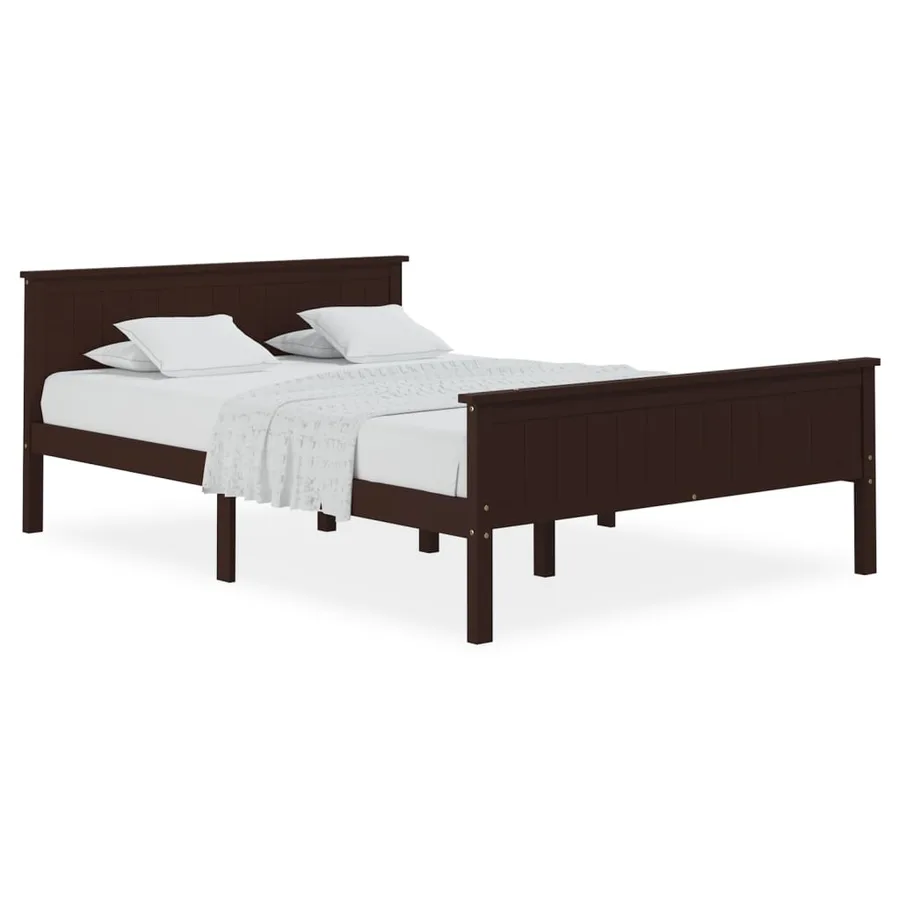 Cadre de lit sans matelas marron foncé pin massif 160x200 cm - 2