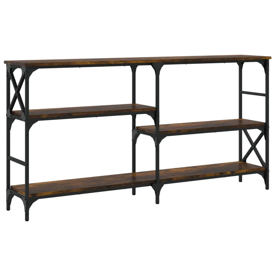 Table console chêne fumé 150x29x76,5 cm bois d'ingénierie - 6